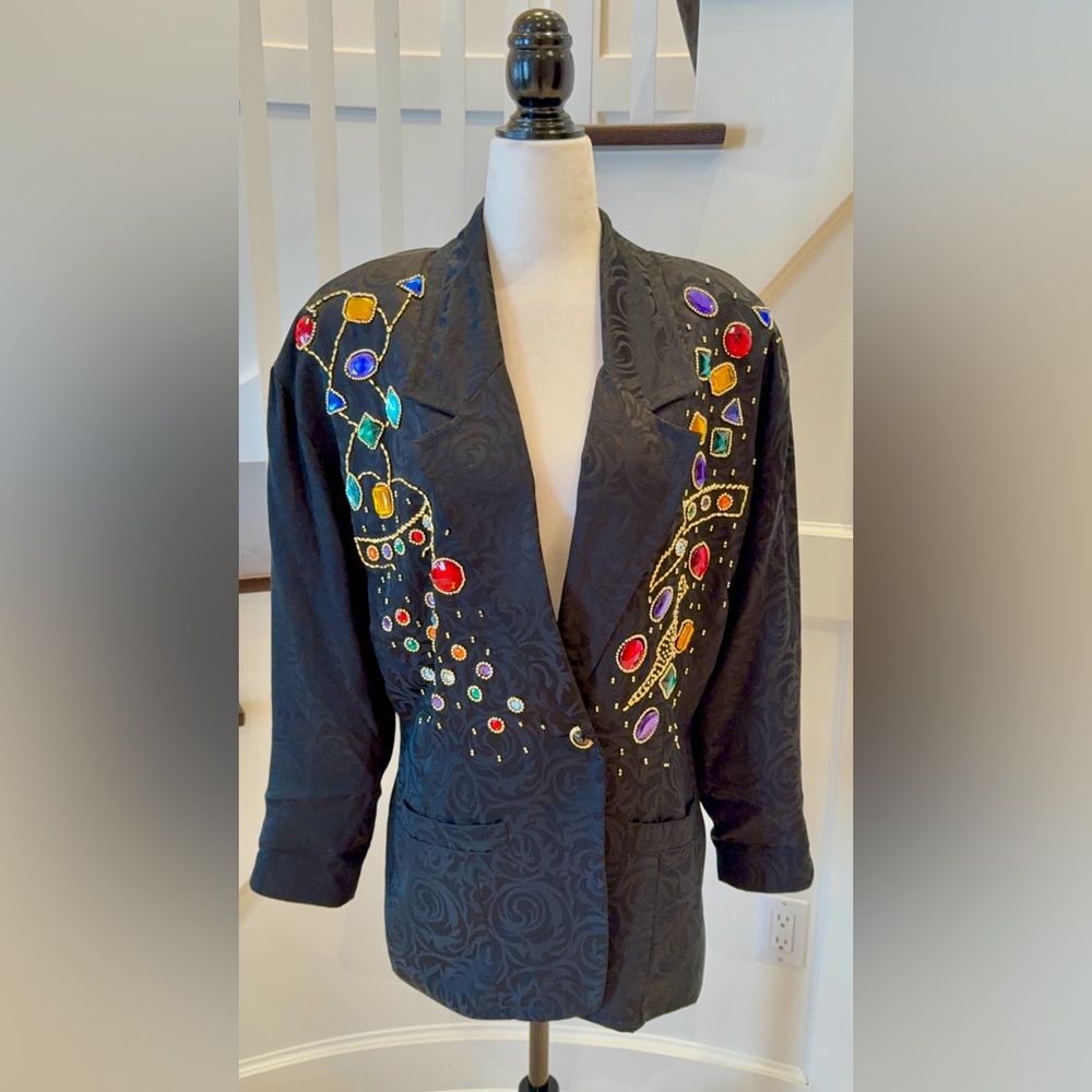 80's Bejewelled 100% Silk Blazer - FABULOUS!